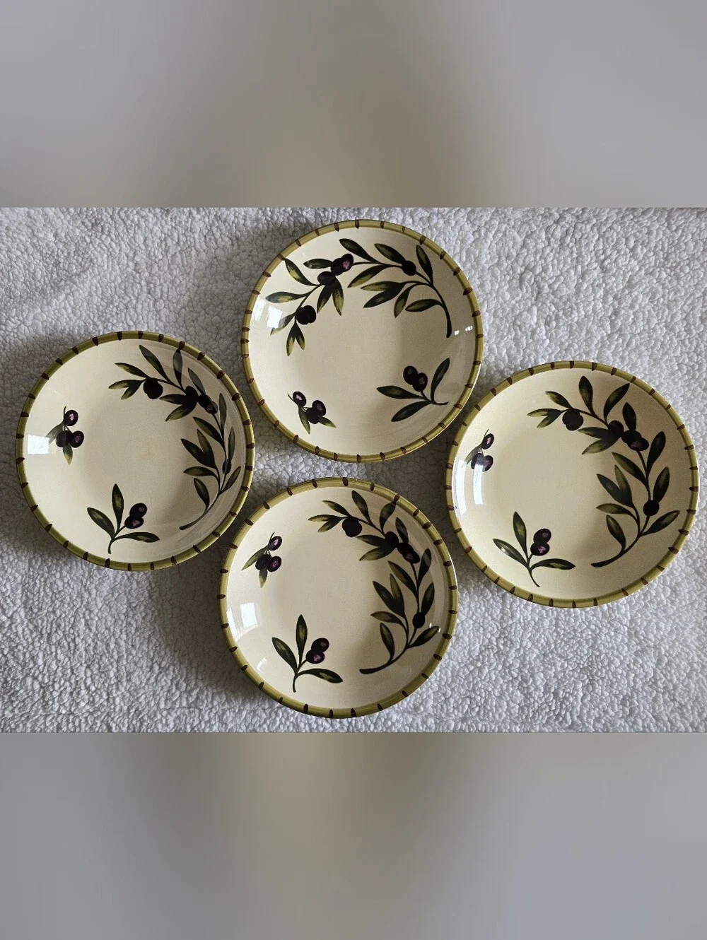 Williams Sonoma Liguria Olive Rimmed Pasta Bowls Set of 4 Portugal Vintage